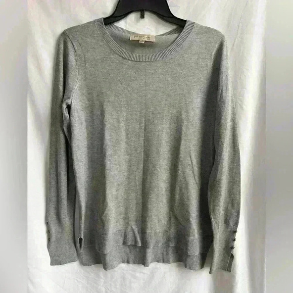 Philosophy Gray crewneck Sweater with Gold Button Details on Sleeves Size S - Picture 1 of 4